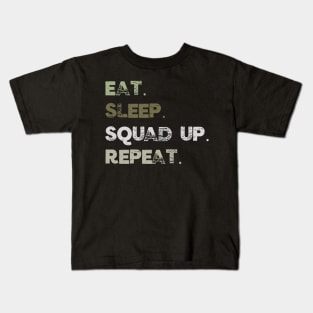 Eat Sleep Squad Up Repeat Funny Gamer Streamer Kids T-Shirt